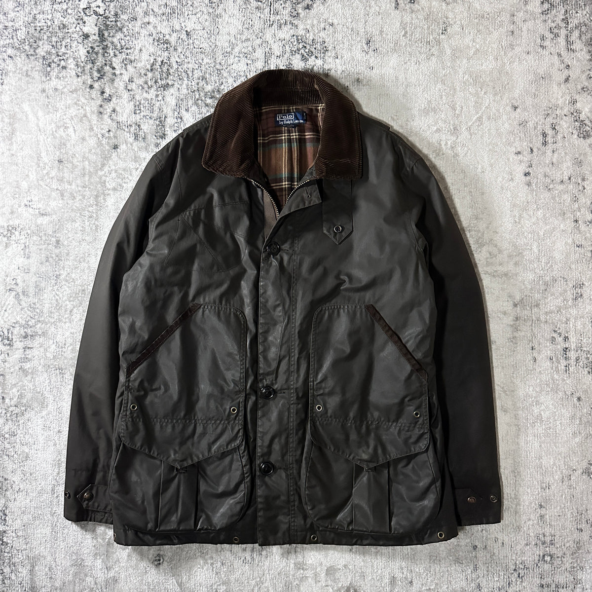 Polo by Ralph Lauren Dark Olive Waxed Cotton Hunting Jacket Size L