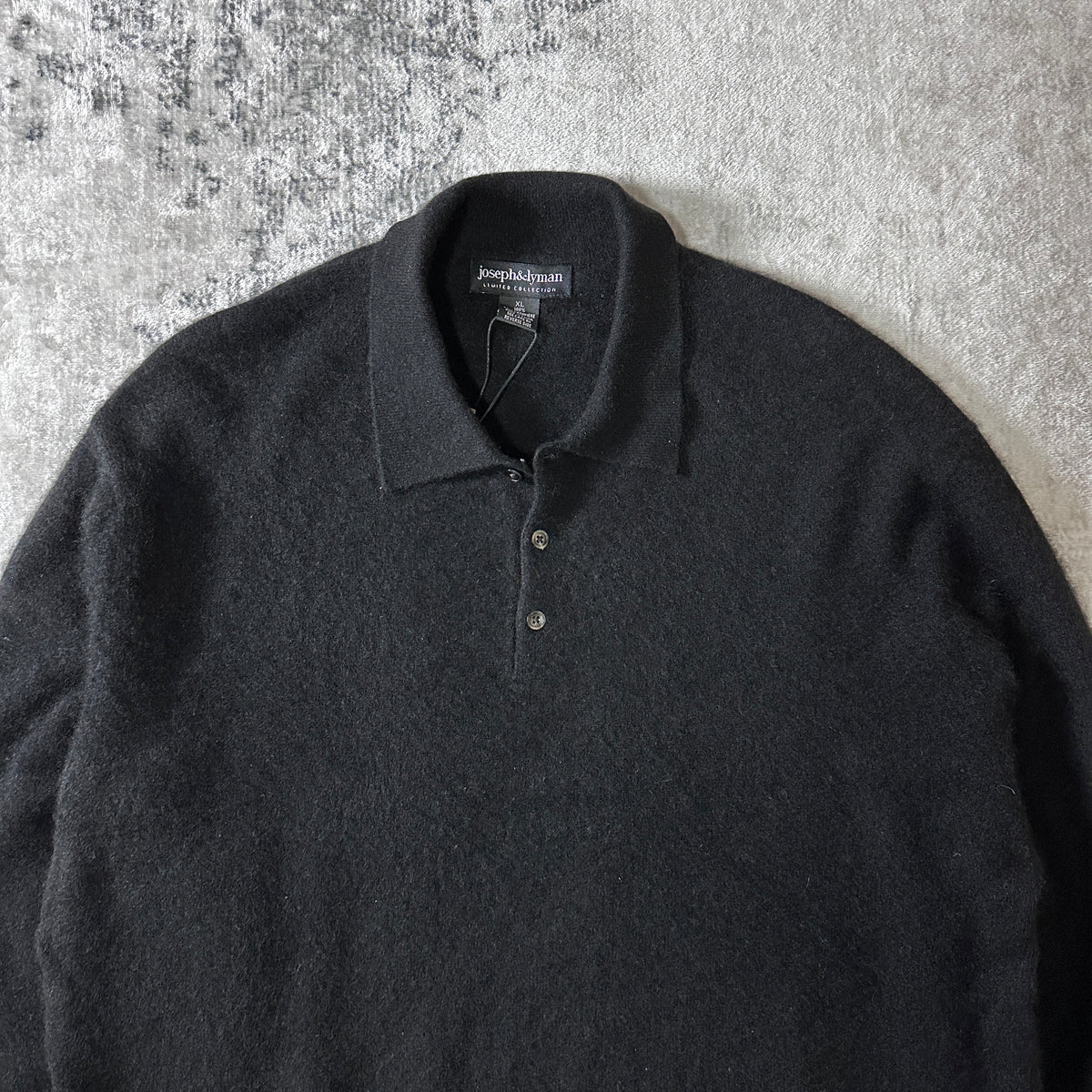 Joseph & Lyman Black 100% Cashmere Knit Polo Sweater Size XL