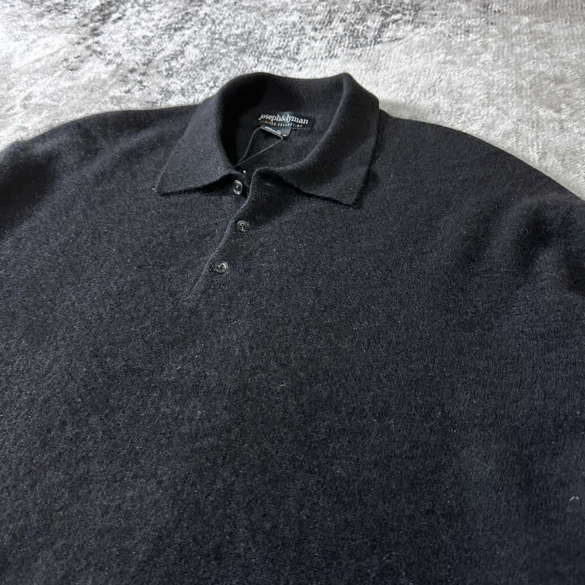 Joseph & Lyman Black 100% Cashmere Knit Polo Sweater Size XL