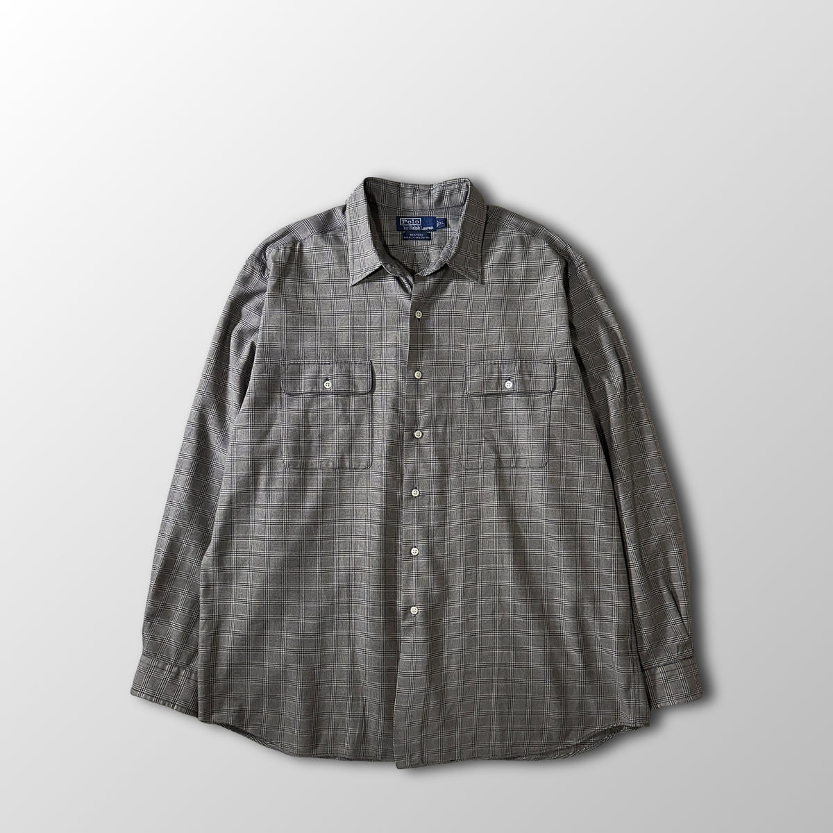 Polo by Ralph Lauren Benford Gray Glen Check Silk Cotton Shirt Size XL