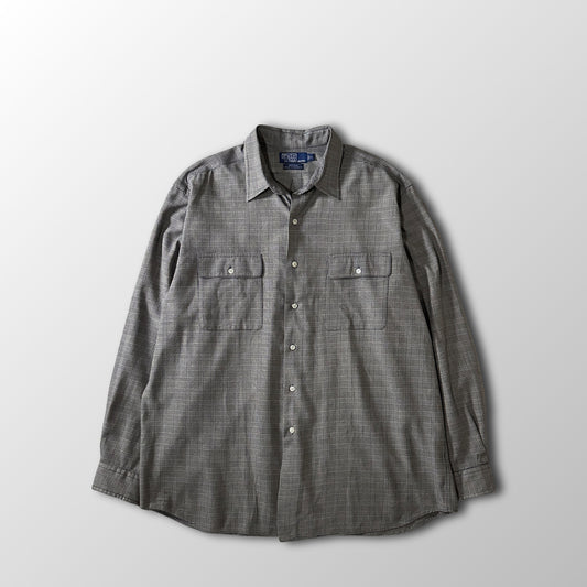 Polo by Ralph Lauren Benford Gray Glen Check Silk Cotton Shirt Size XL