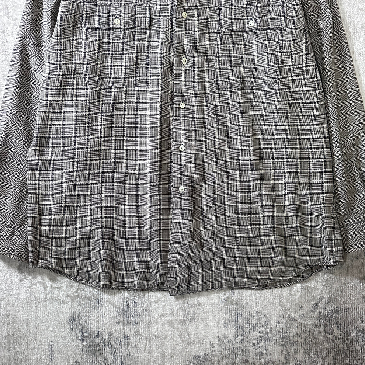 Polo by Ralph Lauren Benford Gray Glen Check Silk Cotton Shirt Size XL