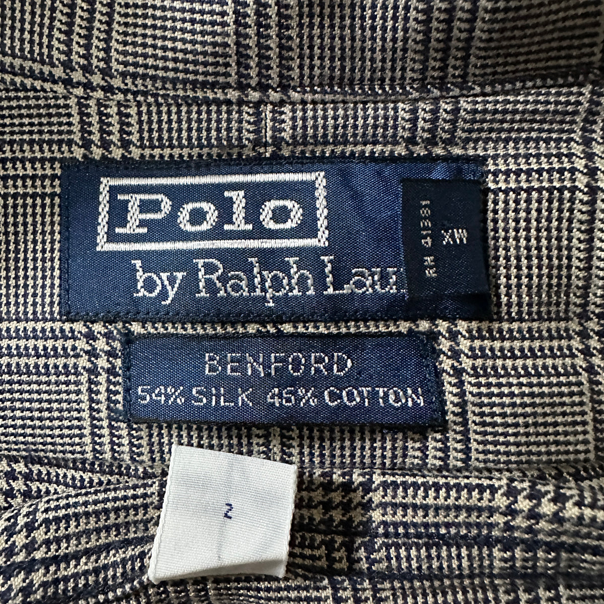 Polo by Ralph Lauren Benford Gray Glen Check Silk Cotton Shirt Size XL