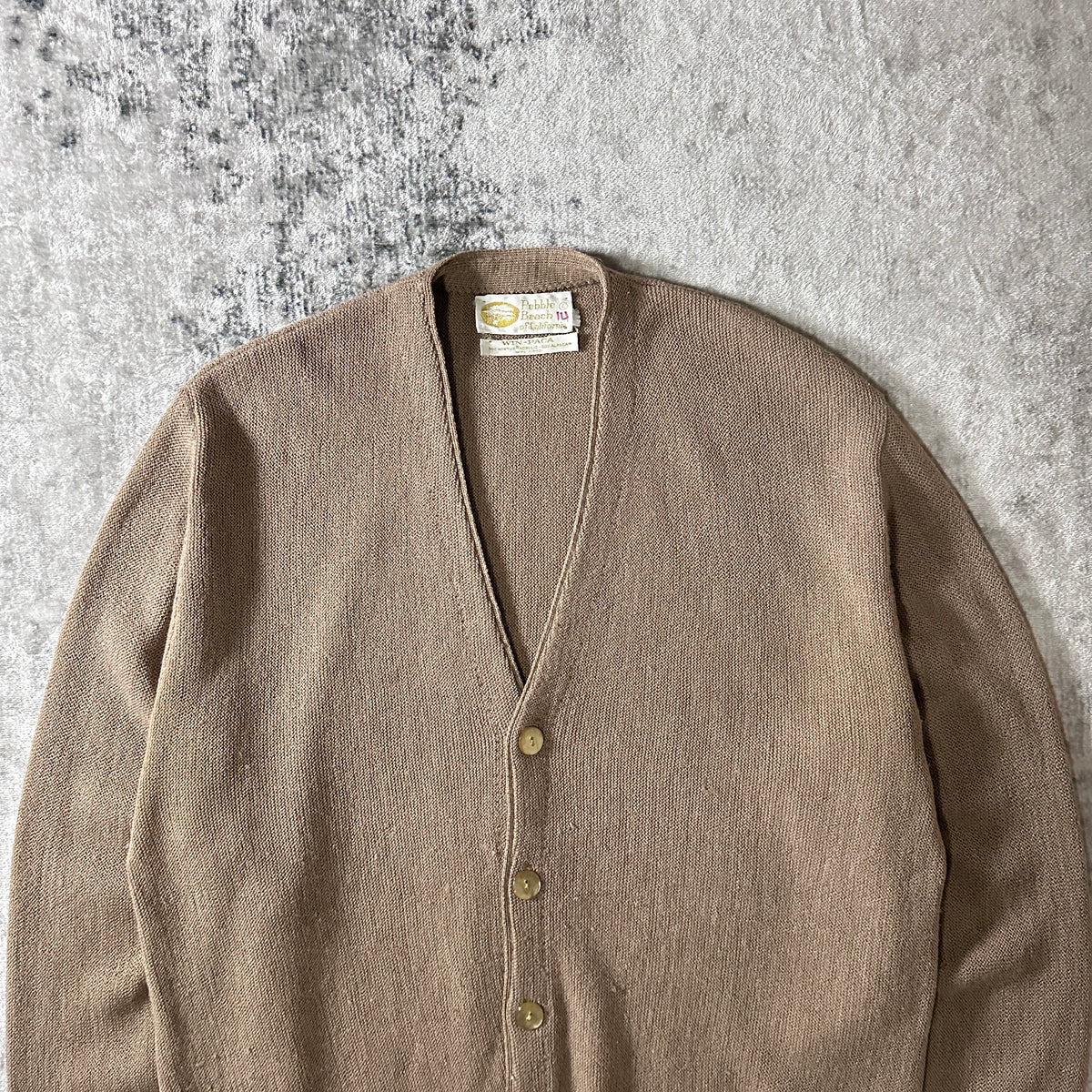 Pebble Beach Beige Alpaca Blend V-Neck Cardigan Size L