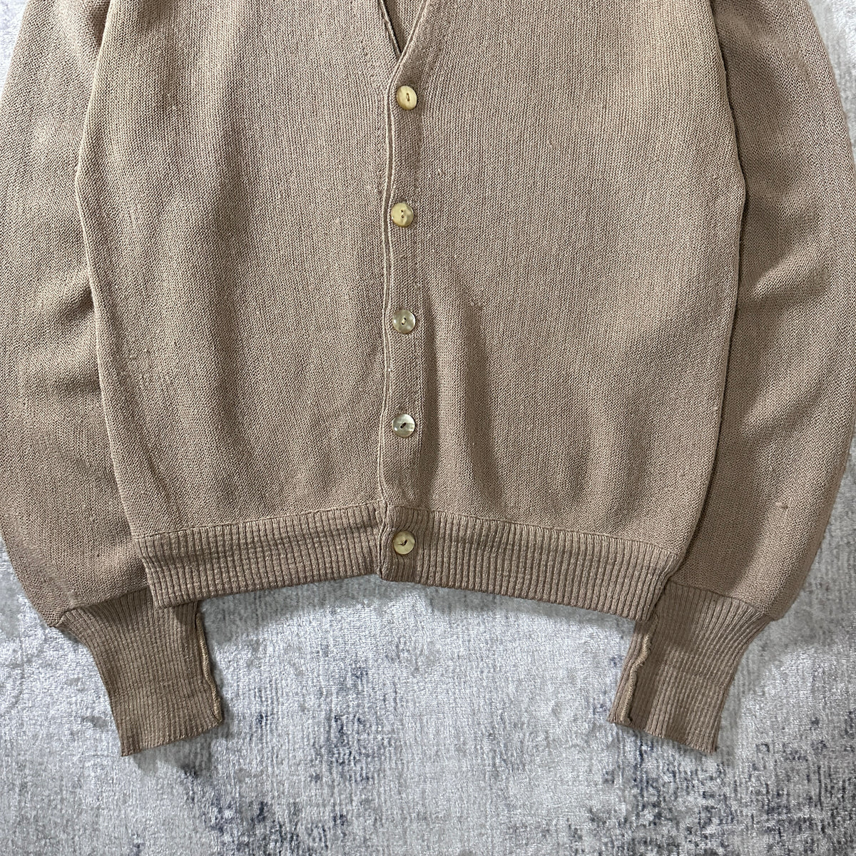 Pebble Beach Beige Alpaca Blend V-Neck Cardigan Size L