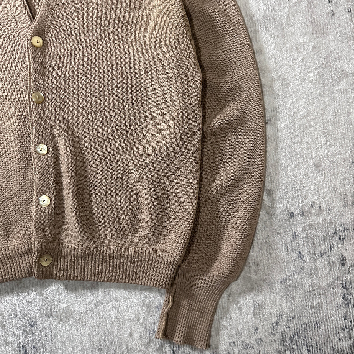 Pebble Beach Beige Alpaca Blend V-Neck Cardigan Size L
