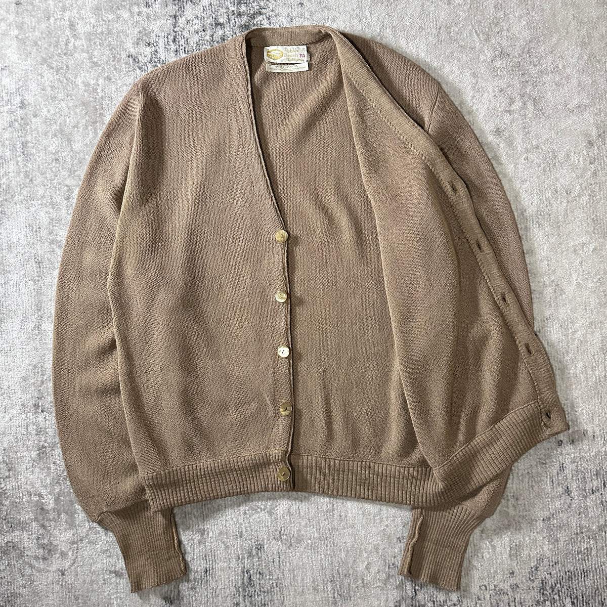 Pebble Beach Beige Alpaca Blend V-Neck Cardigan Size L