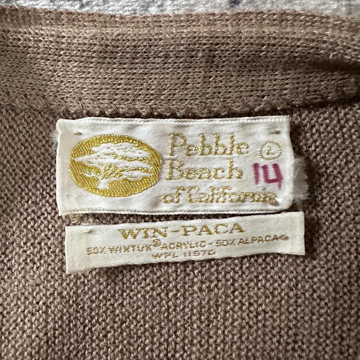 Pebble Beach Beige Alpaca Blend V-Neck Cardigan Size L