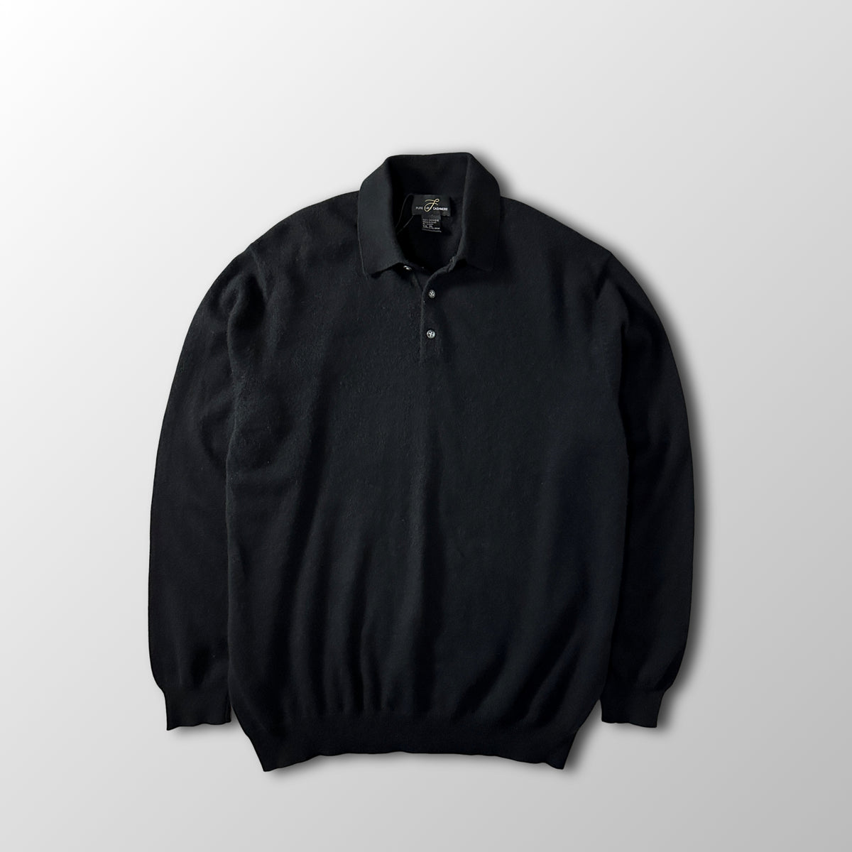 Black 2-Ply 100% Cashmere Knit Polo Sweater Size XL
