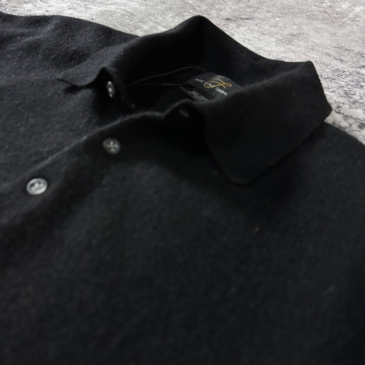 Black 2-Ply 100% Cashmere Knit Polo Sweater Size XL