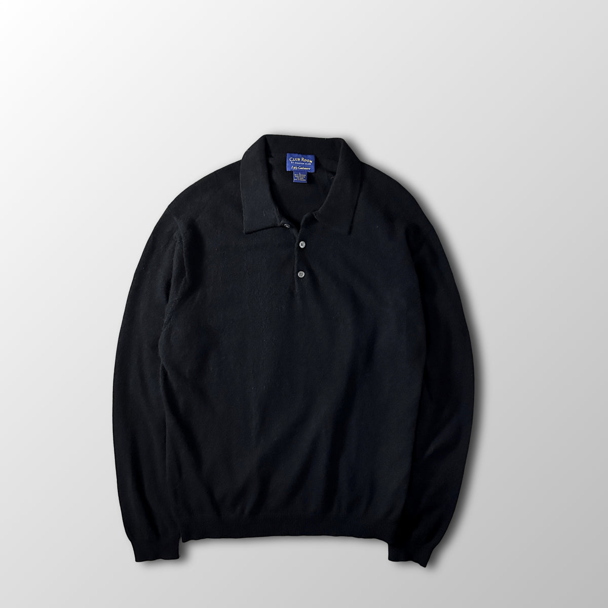 Club Room Black 2-Ply 100% Cashmere Knit Polo Sweater Size L