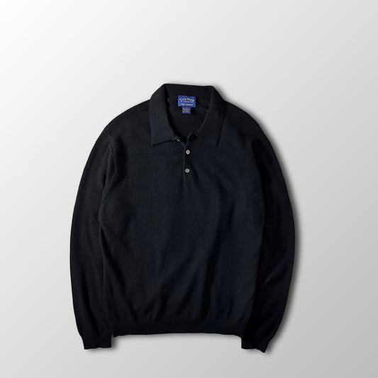 Club Room Black 2-Ply 100% Cashmere Knit Polo Sweater Size L