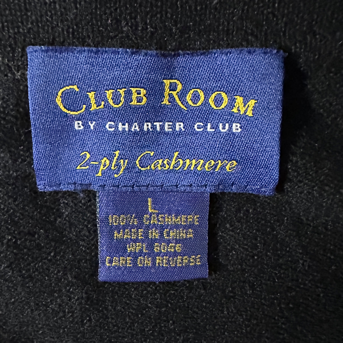 Club Room Black 2-Ply 100% Cashmere Knit Polo Sweater Size L