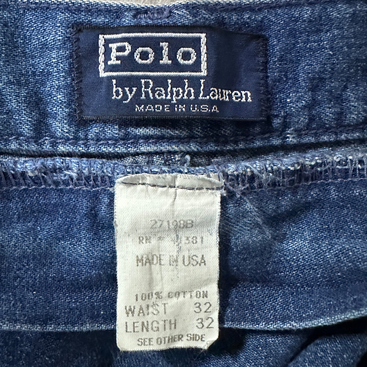 Polo by Ralph Lauren Polo Denim Indigo Pleated Denim Trousers Made in USA Size W32