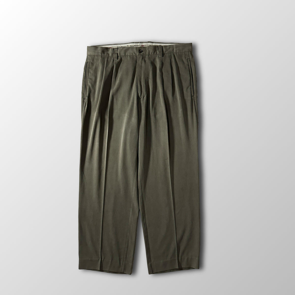 Tommy Bahama Olive Khaki 100% Silk Pleated Trousers Size 38x32