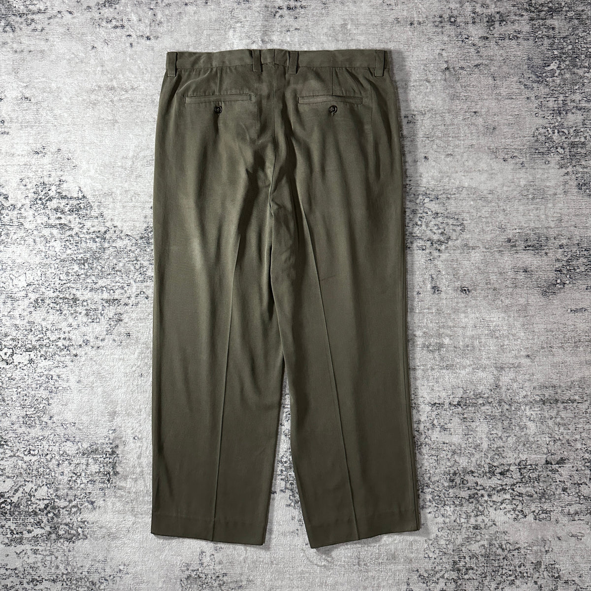Tommy Bahama Olive Khaki 100% Silk Pleated Trousers Size 38x32