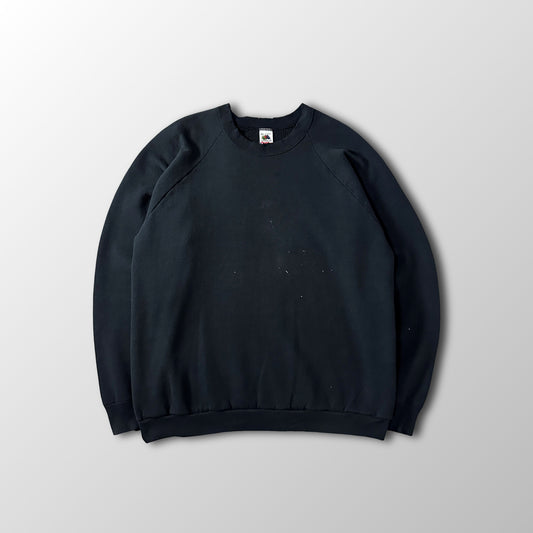 Fruit of the Loom Faded Black Raglan Sweatshirt Made in USA Size XXL