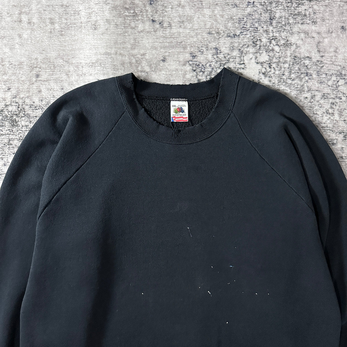 Fruit of the Loom Faded Black Raglan Sweatshirt Made in USA Size XXL