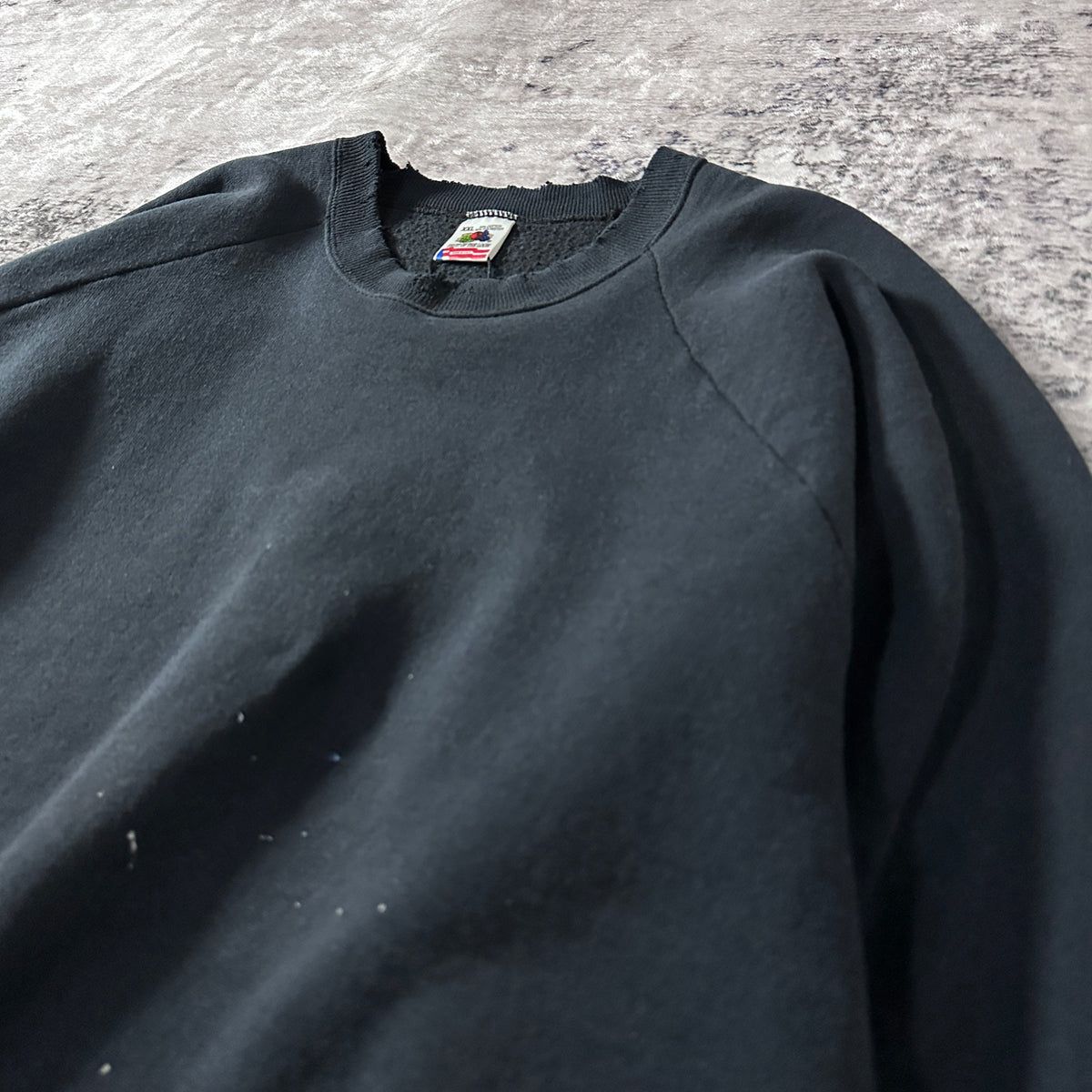 Fruit of the Loom Faded Black Raglan Sweatshirt Made in USA Size XXL