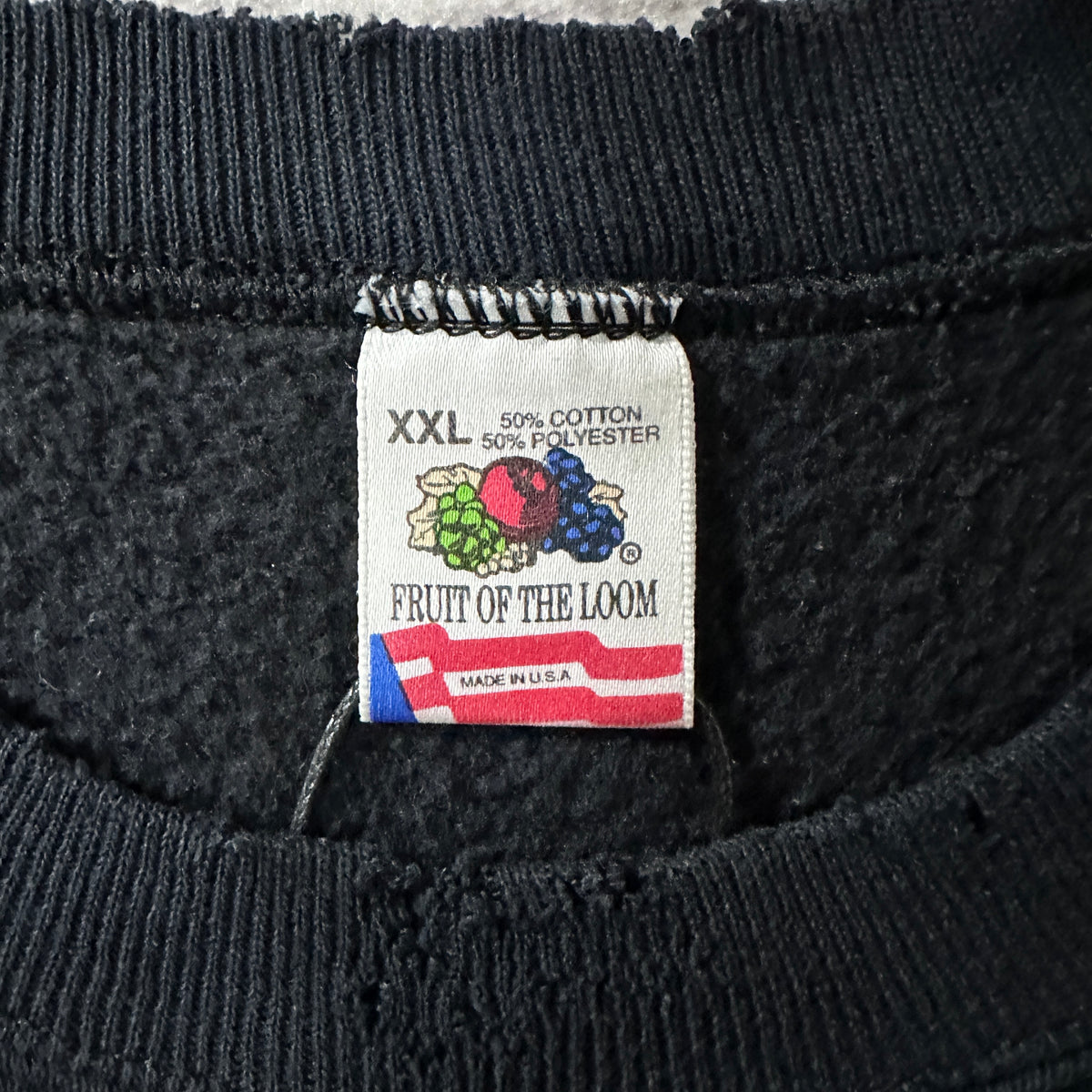 Fruit of the Loom Faded Black Raglan Sweatshirt Made in USA Size XXL