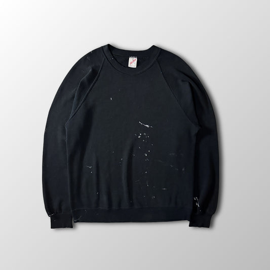 Jerzees Black Raglan Sweatshirt with Paint Made in USA Size XL