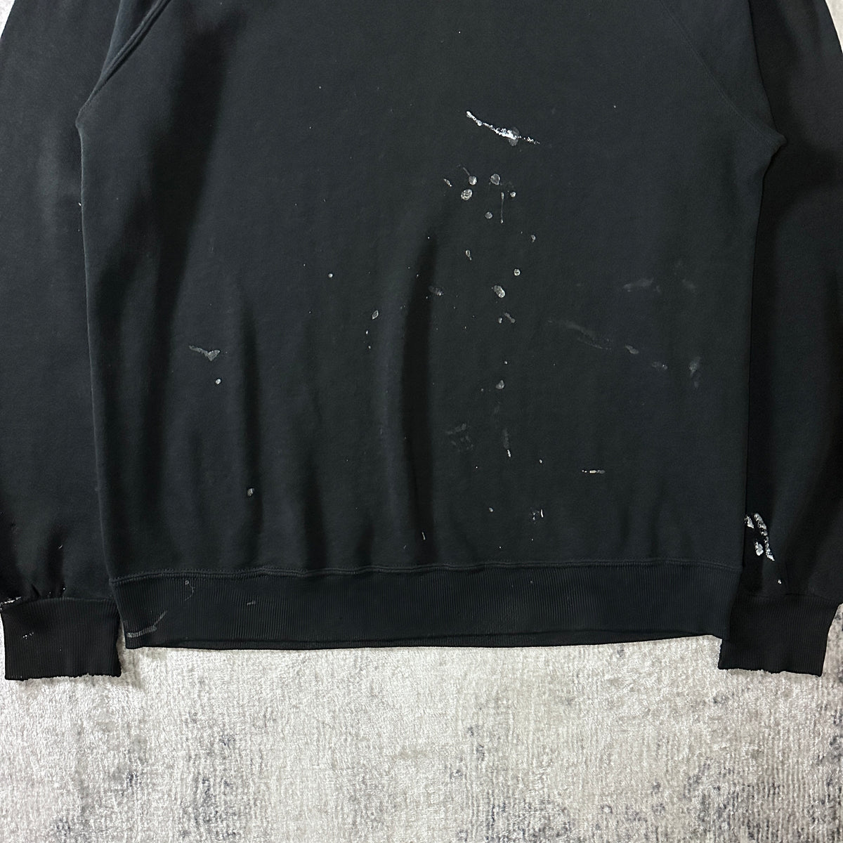 Jerzees Black Raglan Sweatshirt with Paint Made in USA Size XL
