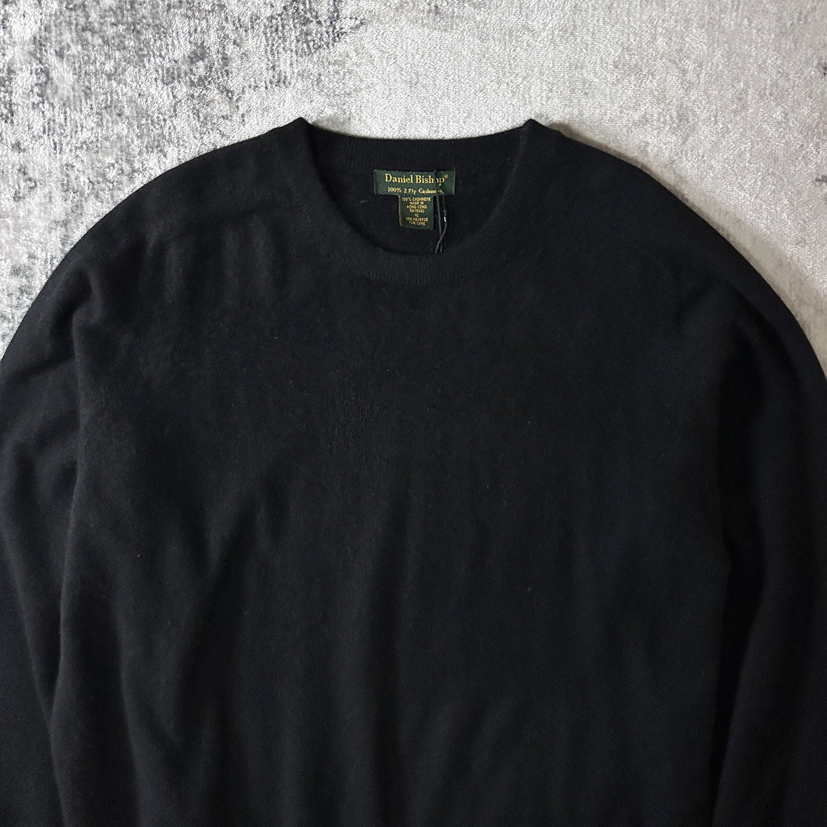 Daniel Bishop Black 2-Ply 100% Cashmere Crewneck Sweater Size XL