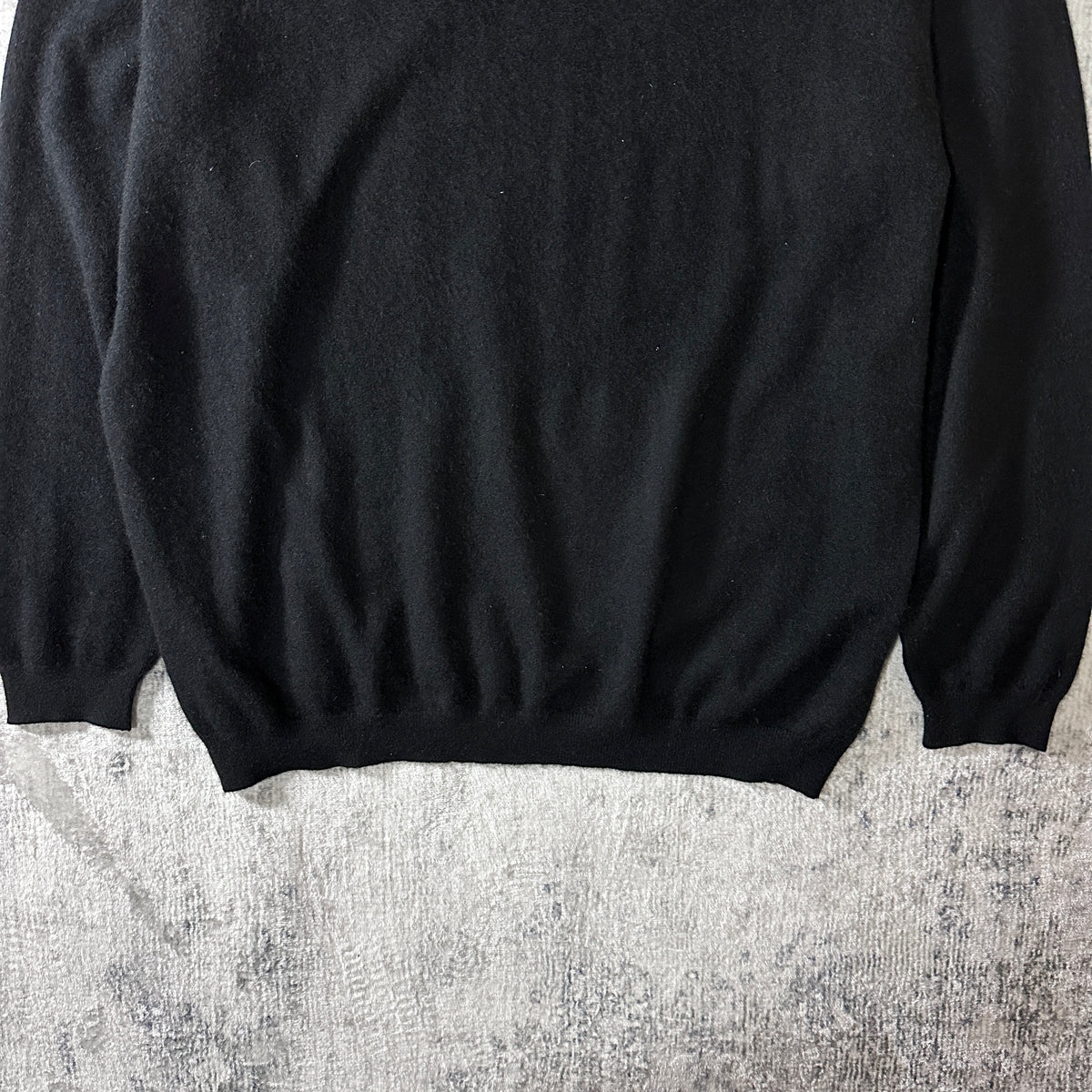 Daniel Bishop Black 2-Ply 100% Cashmere Crewneck Sweater Size XL