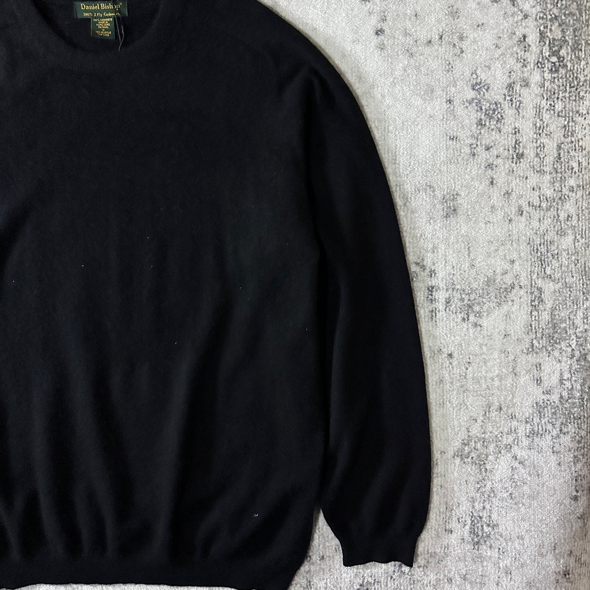 Daniel Bishop Black 2-Ply 100% Cashmere Crewneck Sweater Size XL