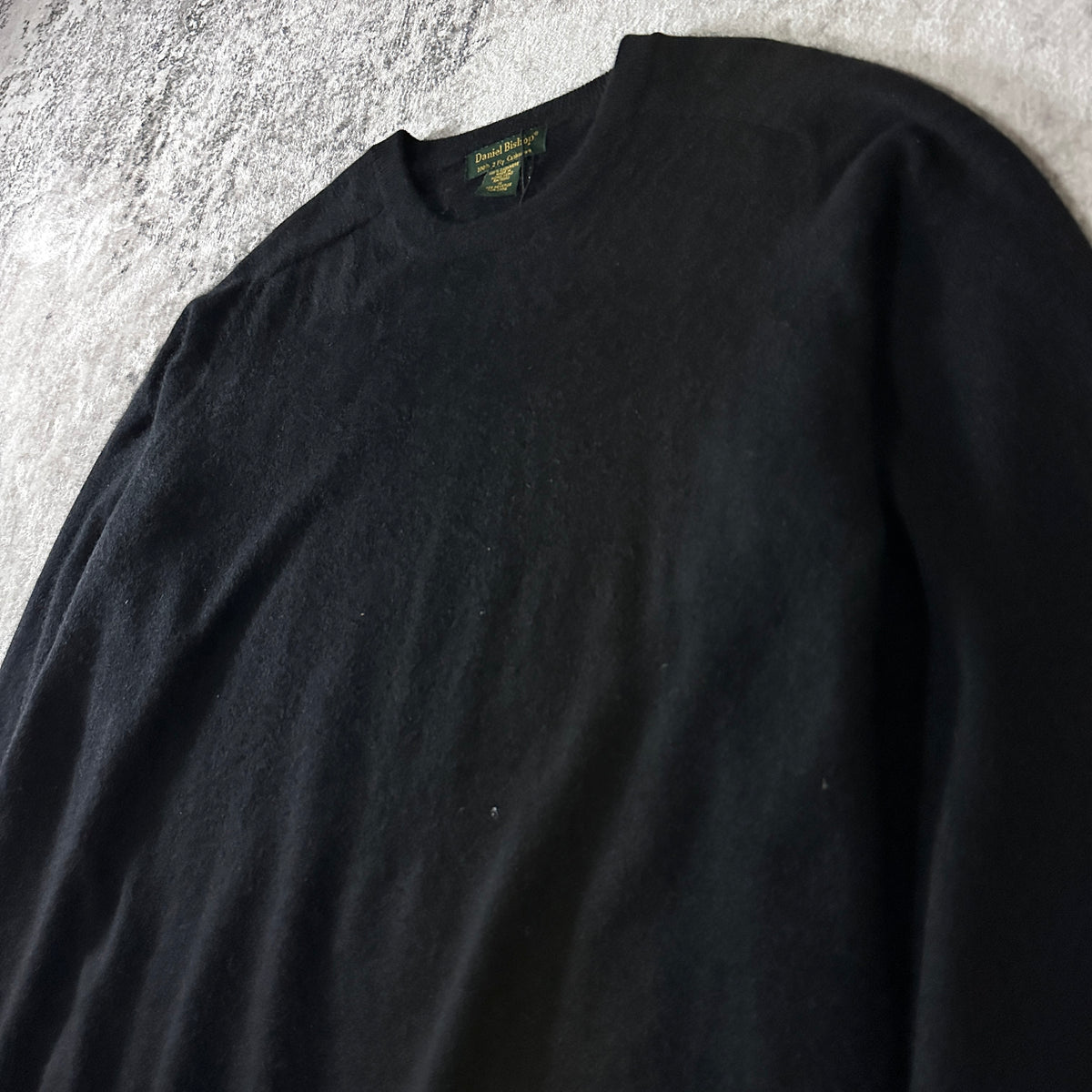 Daniel Bishop Black 2-Ply 100% Cashmere Crewneck Sweater Size XL