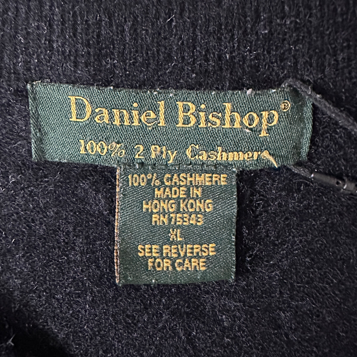 Daniel Bishop Black 2-Ply 100% Cashmere Crewneck Sweater Size XL