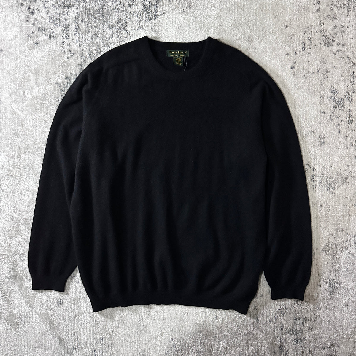 Daniel Bishop Black 2-Ply 100% Cashmere Crewneck Sweater Size XL