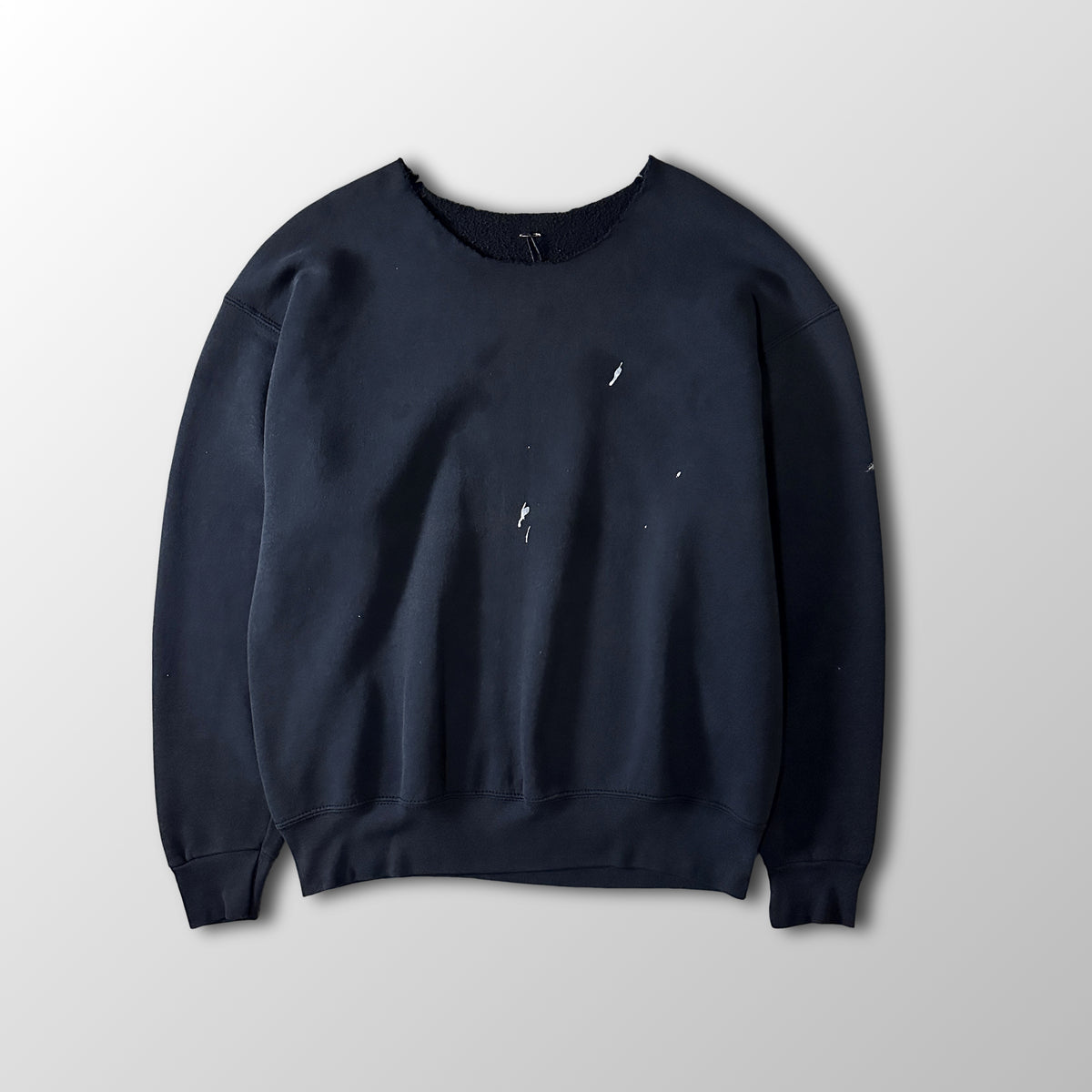 Black Cut-Off Neck Sweatshirt with Paint