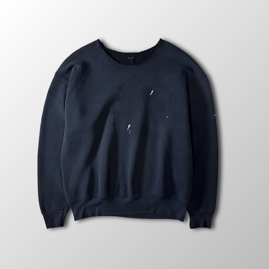Black Cut-Off Neck Sweatshirt with Paint