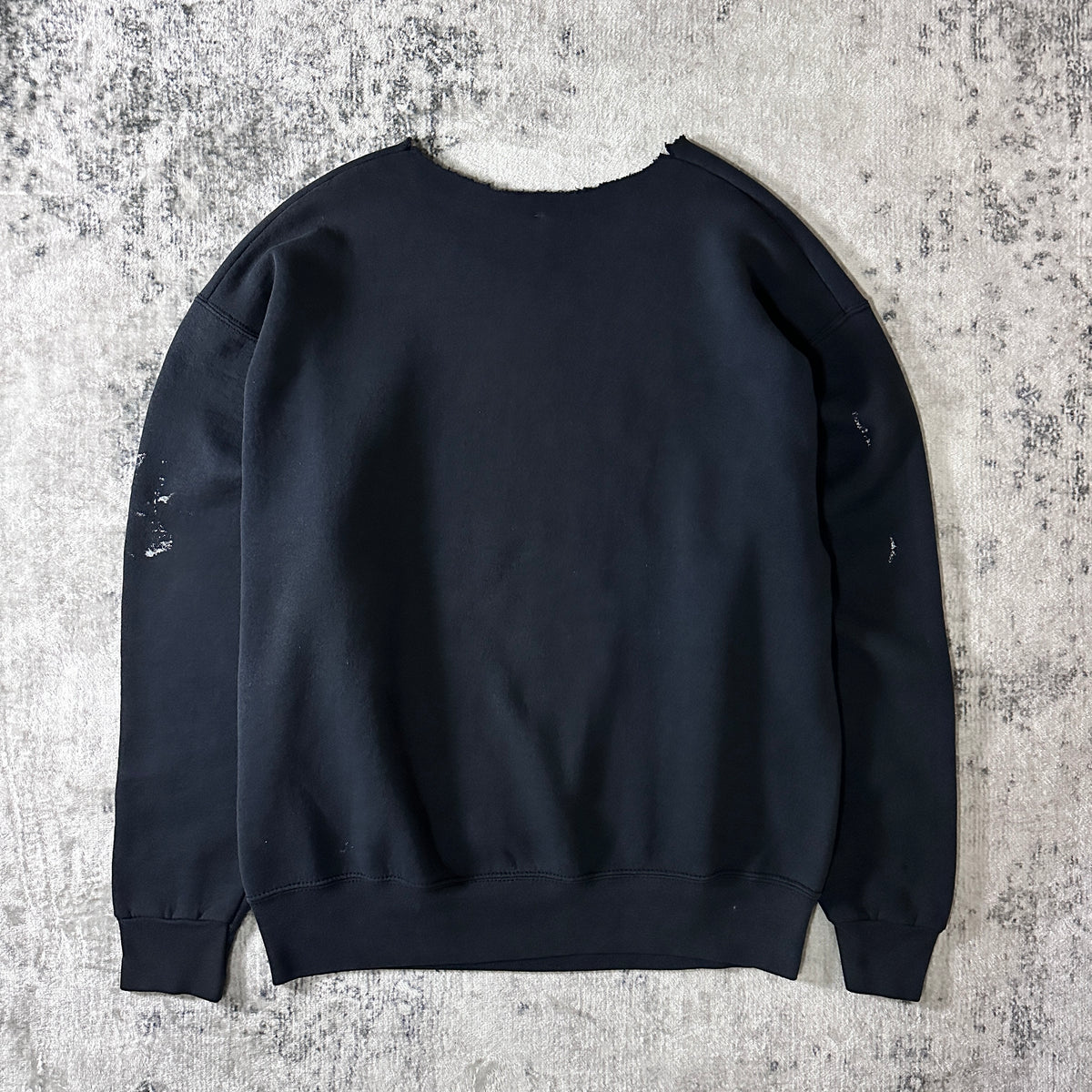Black Cut-Off Neck Sweatshirt with Paint