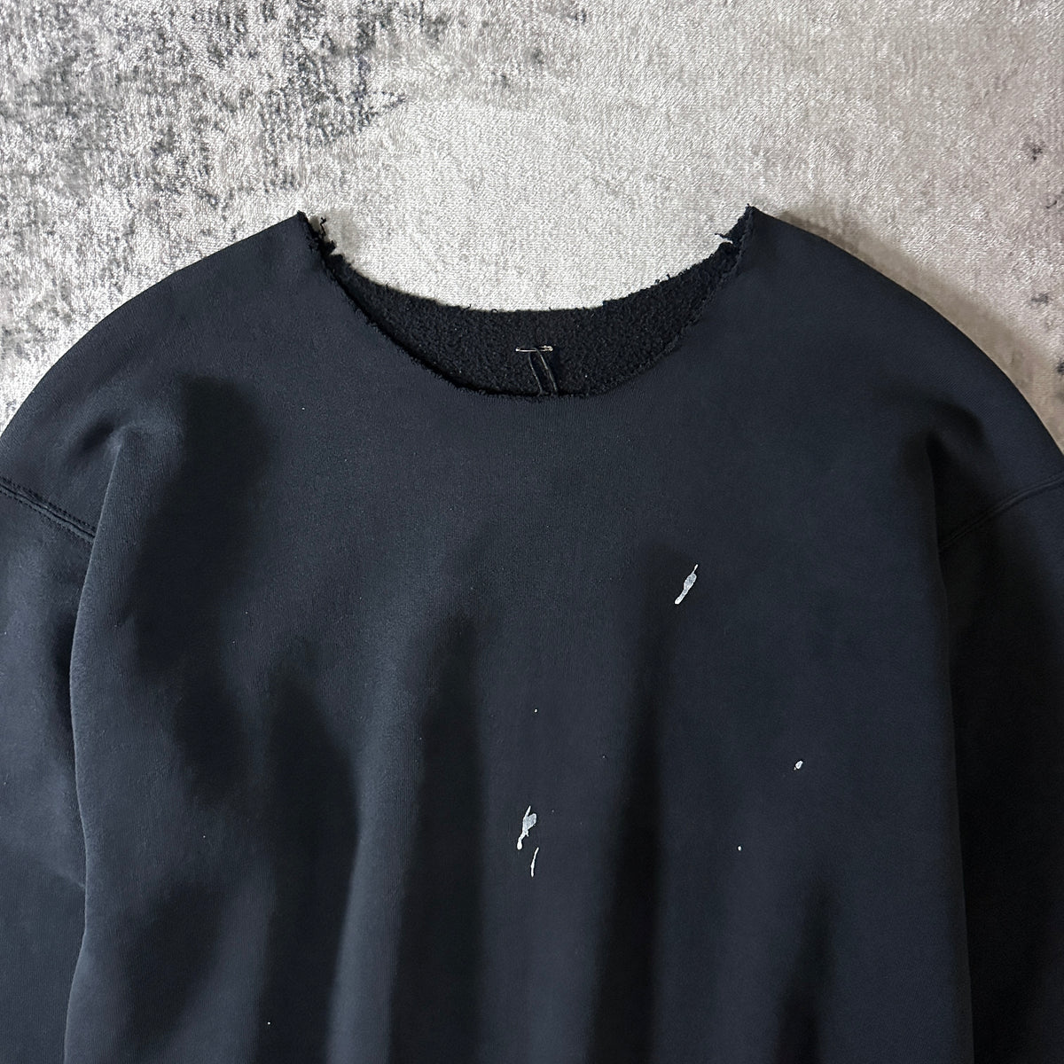 Black Cut-Off Neck Sweatshirt with Paint
