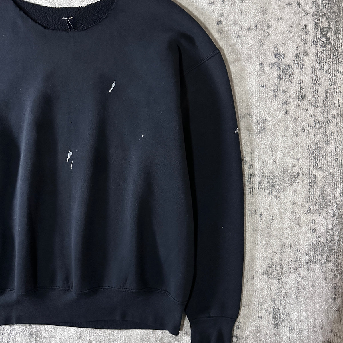 Black Cut-Off Neck Sweatshirt with Paint