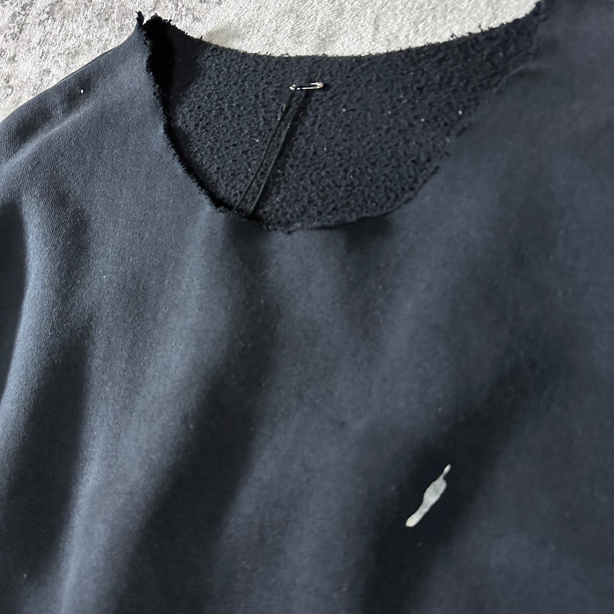 Black Cut-Off Neck Sweatshirt with Paint