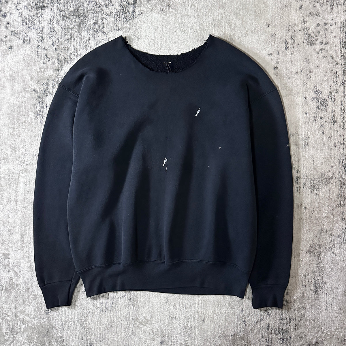 Black Cut-Off Neck Sweatshirt with Paint