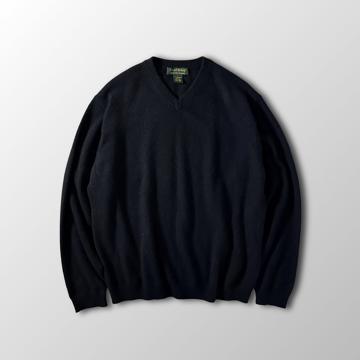 Daniel Bishop Black 2-Ply 100% Cashmere V-Neck Sweater Size L