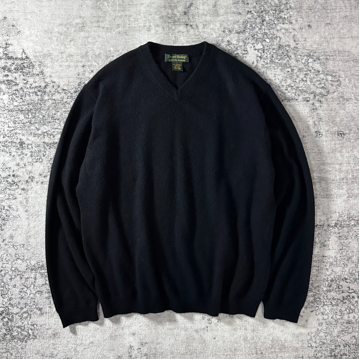 Daniel Bishop Black 2-Ply 100% Cashmere V-Neck Sweater Size L
