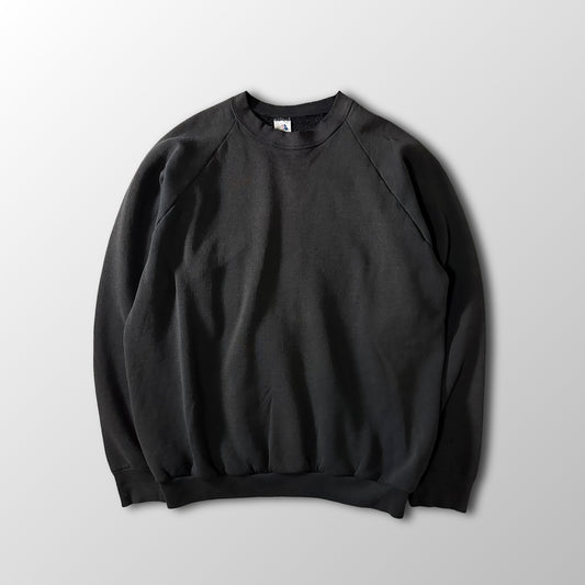 Fruit of the Loom Faded Black Raglan Sweatshirt Made in USA