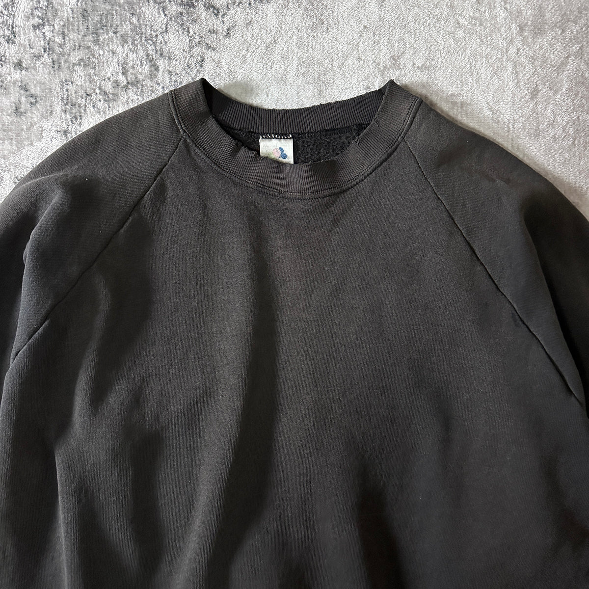 Fruit of the Loom Faded Black Raglan Sweatshirt Made in USA