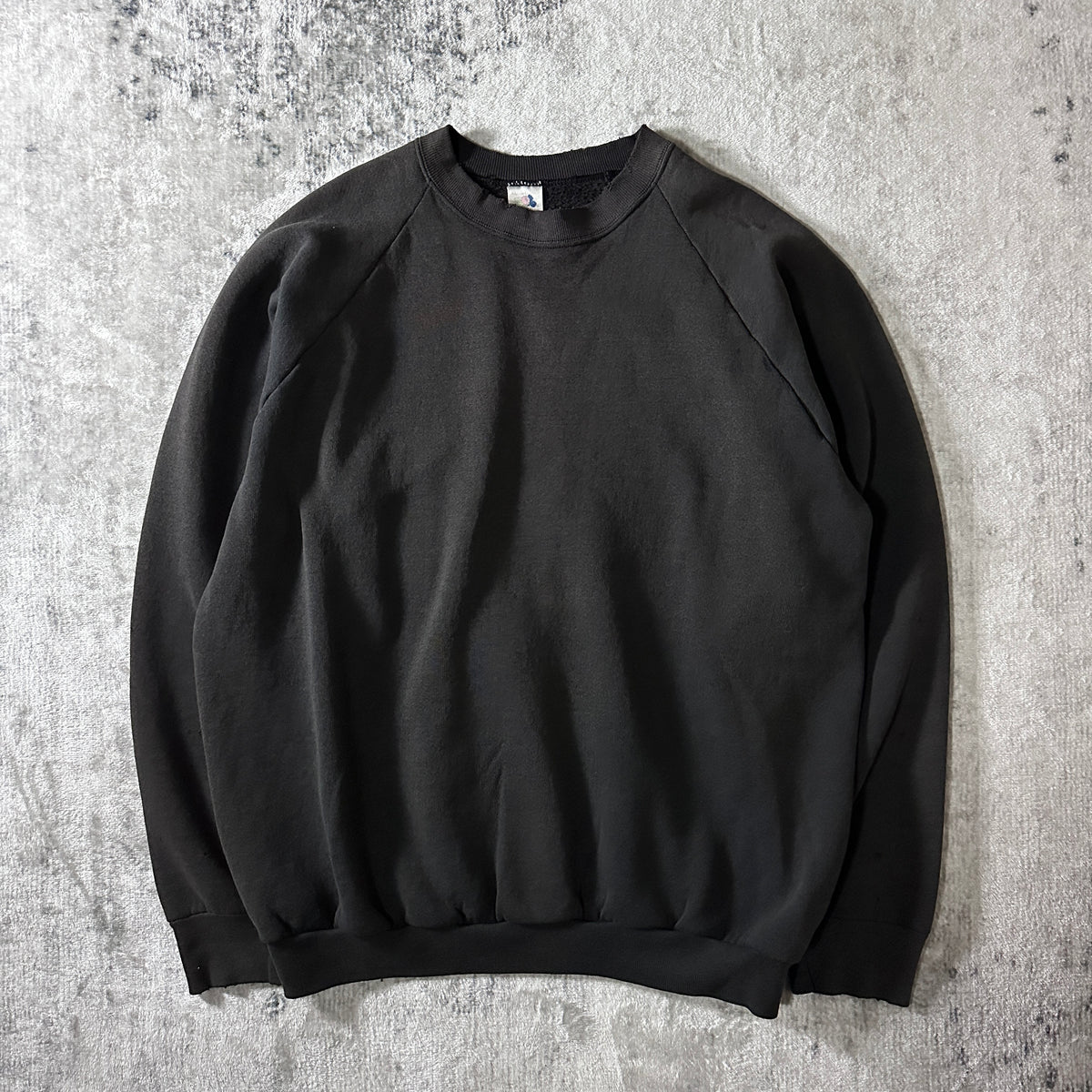 Fruit of the Loom Faded Black Raglan Sweatshirt Made in USA
