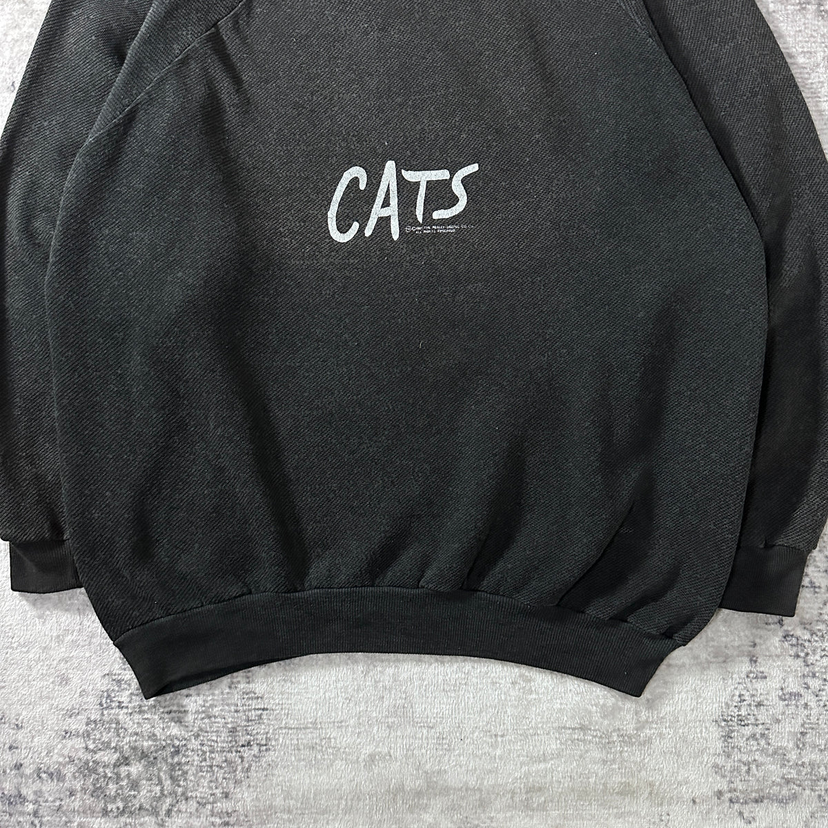 Lee CATS Musical Print Faded Black Sweatshirt Made in USA Size XL