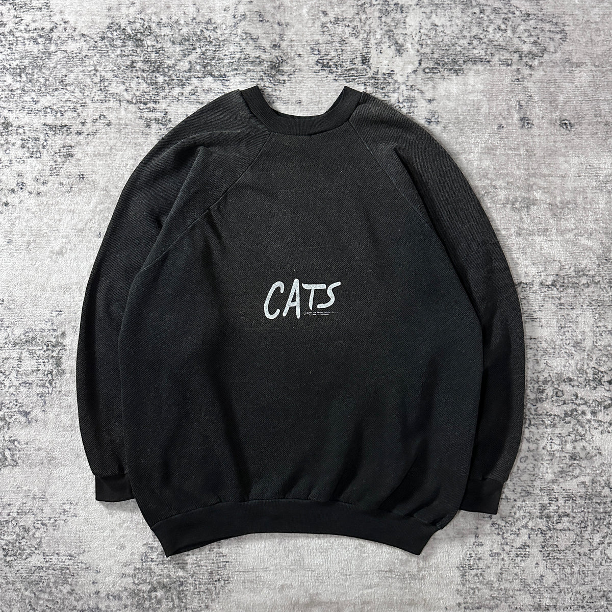 Lee CATS Musical Print Faded Black Sweatshirt Made in USA Size XL