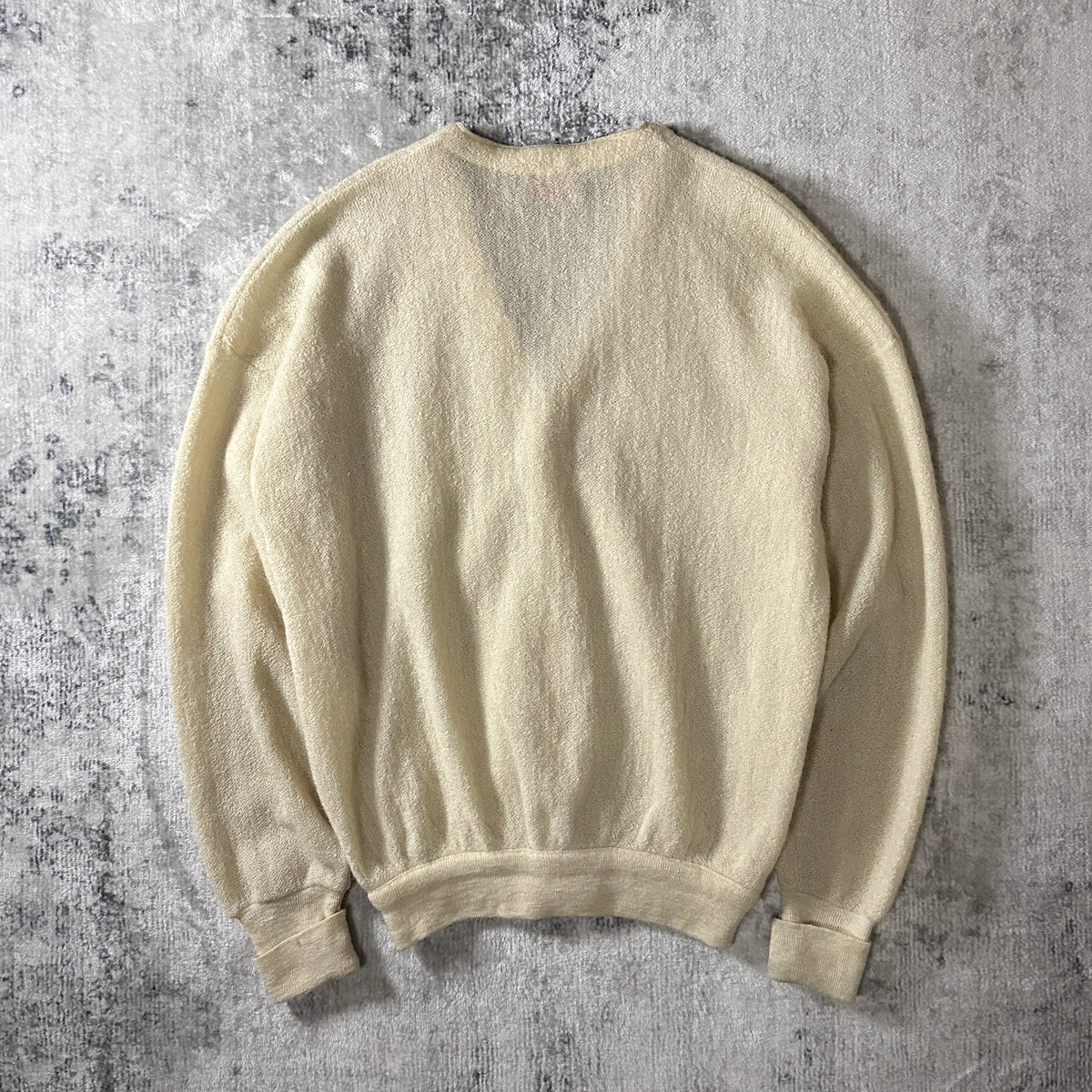 Lord Jeff Cream Alpaca Mohair Wool V-Neck Cardigan Made in USA Size M