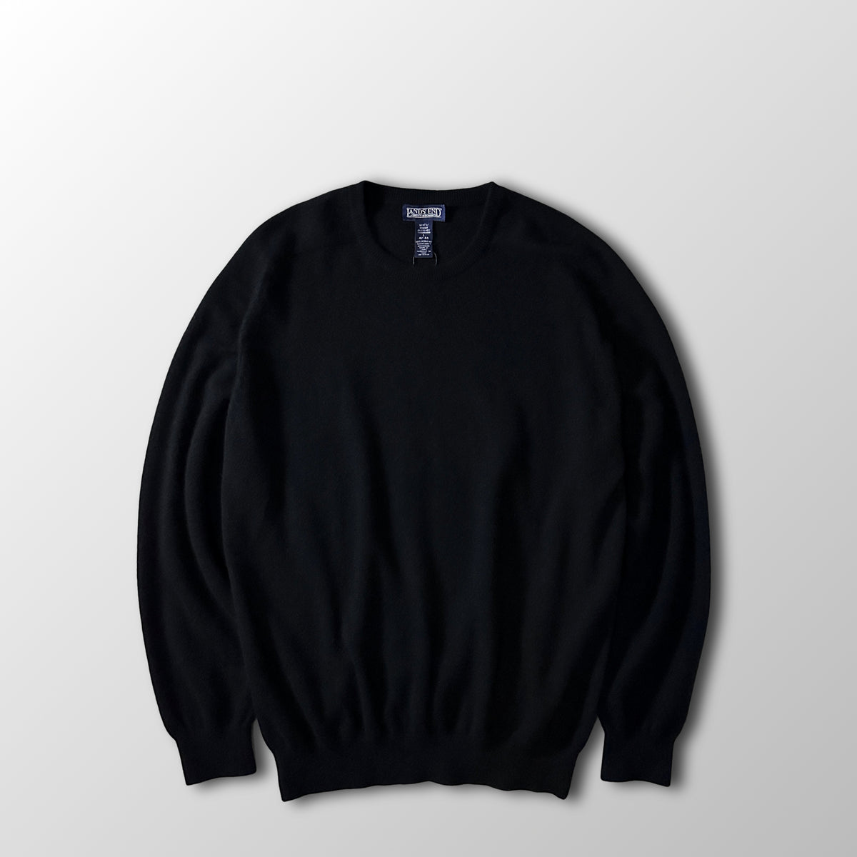 Lands' End Black 100% Cashmere Crewneck Sweater Size L