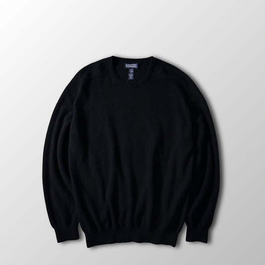 Lands' End Black 100% Cashmere Crewneck Sweater Size L