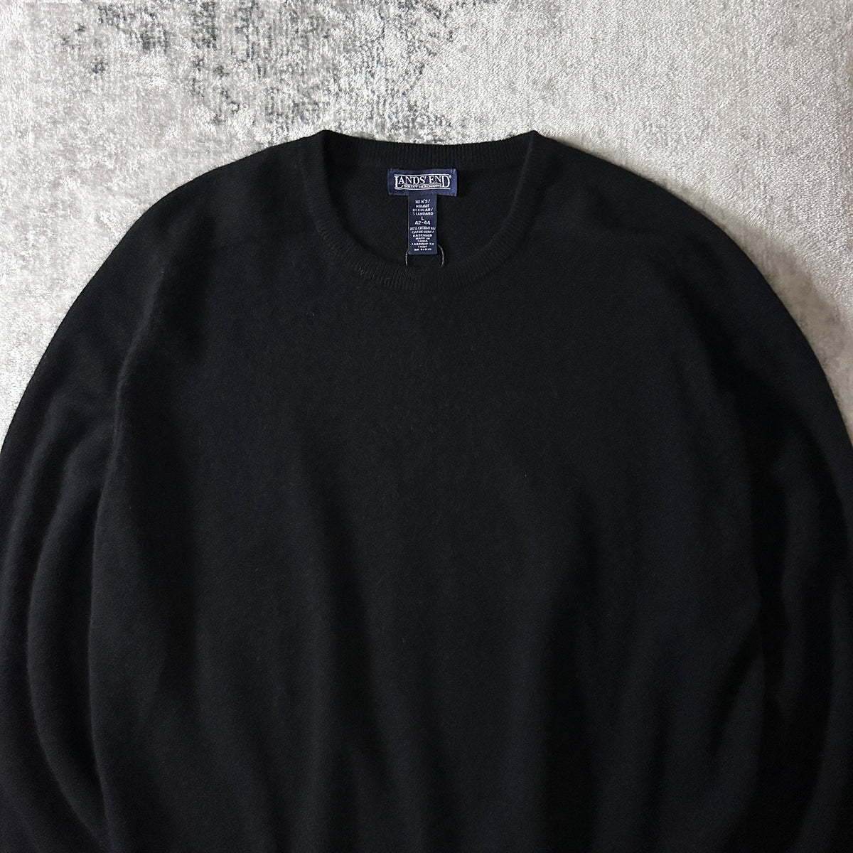Lands' End Black 100% Cashmere Crewneck Sweater Size L